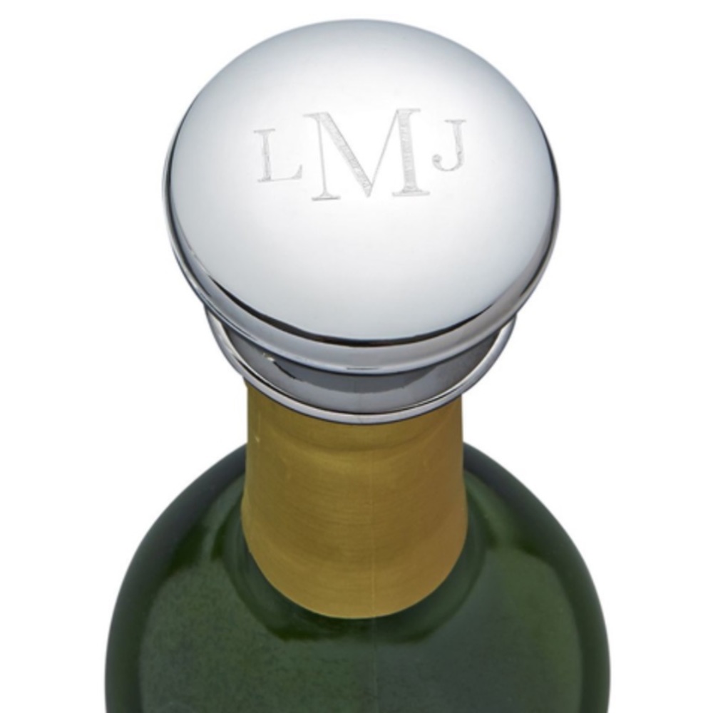 New in Box Engravable Silver Wine Stoppers (2 Stoppers)